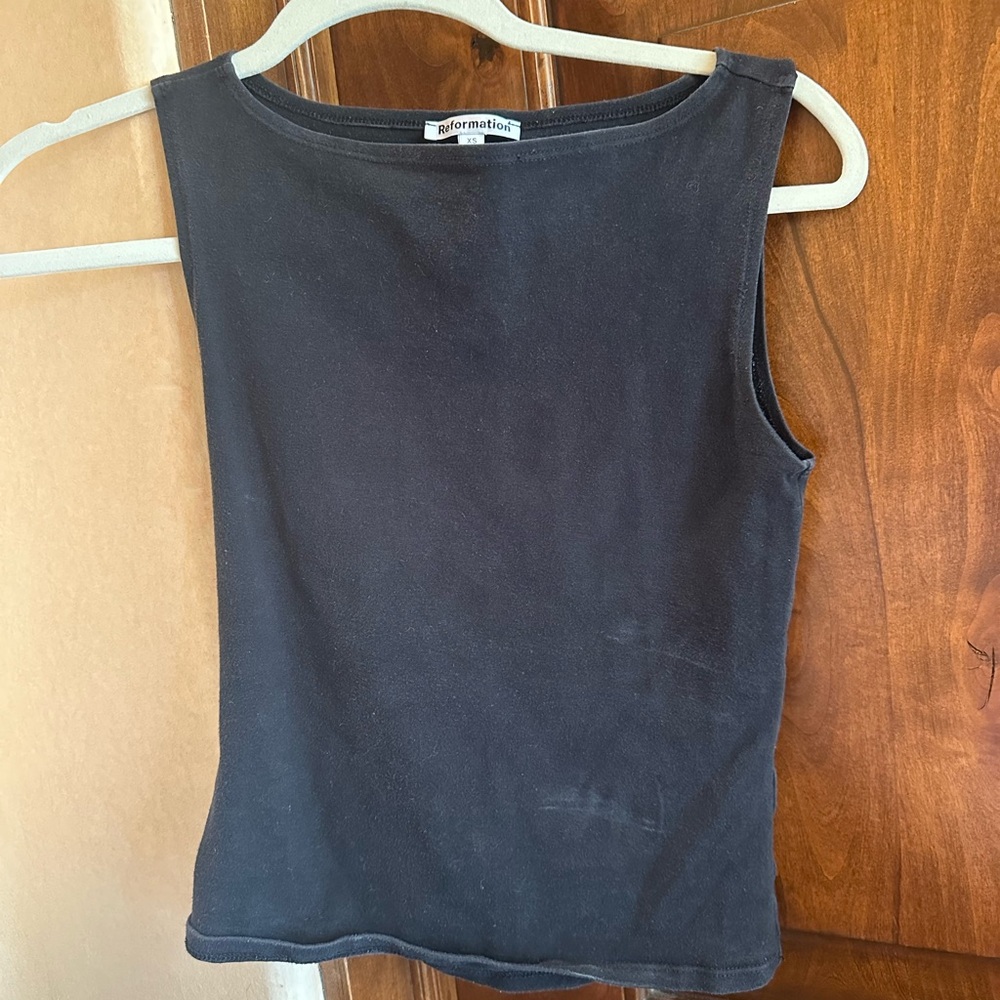 Reformation Black Fitted Sleeveless Tank Top